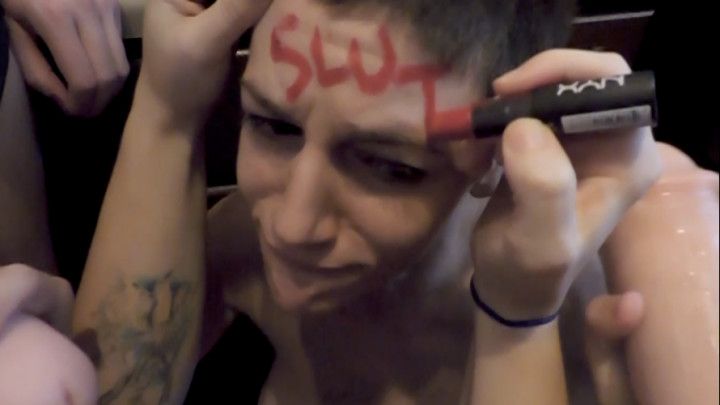 Greedy Sweetie Gets Strap-On Bukkake