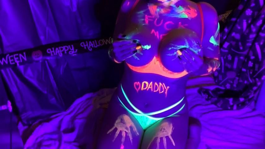 Blacklight orgasms and halloween fun