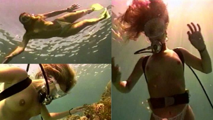 Topless Scuba Diving footage
