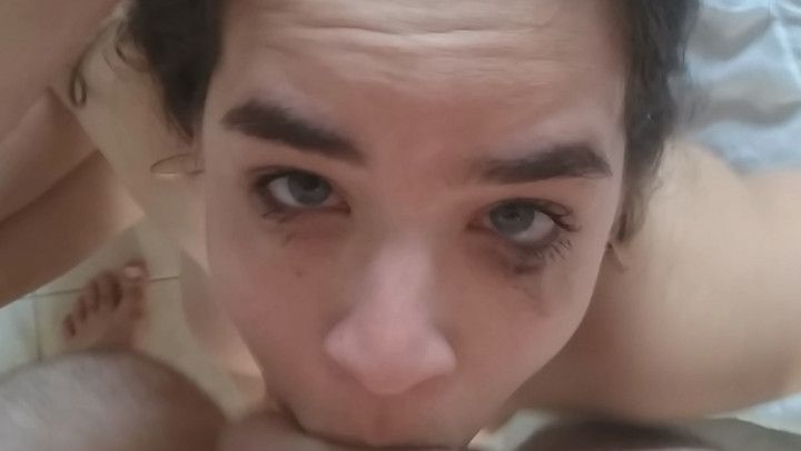 Hardcore face fucking and cum swallow