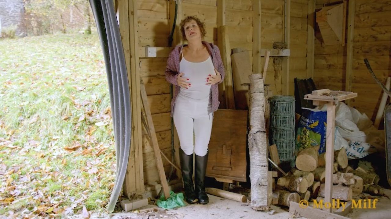 Molly in her tight white Jodhpurs &amp; riding Boots