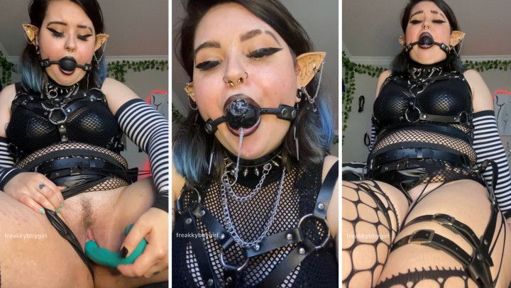 Dark Elf Ball Gag Masturbation