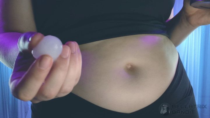 Temperature play time with my belly ice cubes in bellybutton