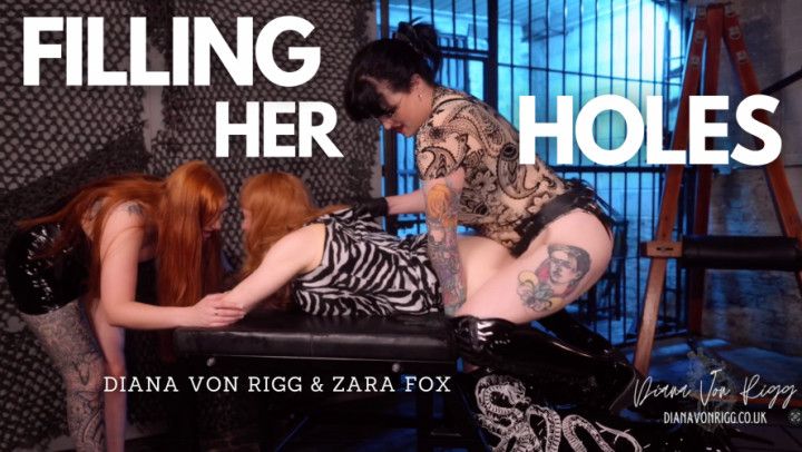 FILLING HER HOLES - Sissy strapon DIANA VON RIGG & ZARA FOX