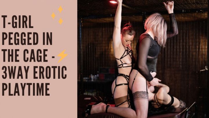 T-GIRL CAGED AND PEGGED EROTIC 3WAY PLAY