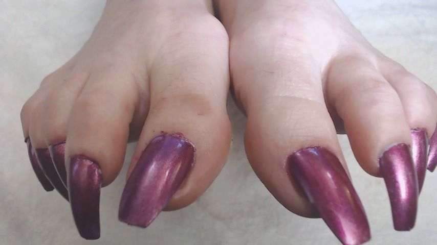 Super Long Metallic Pink Toenails