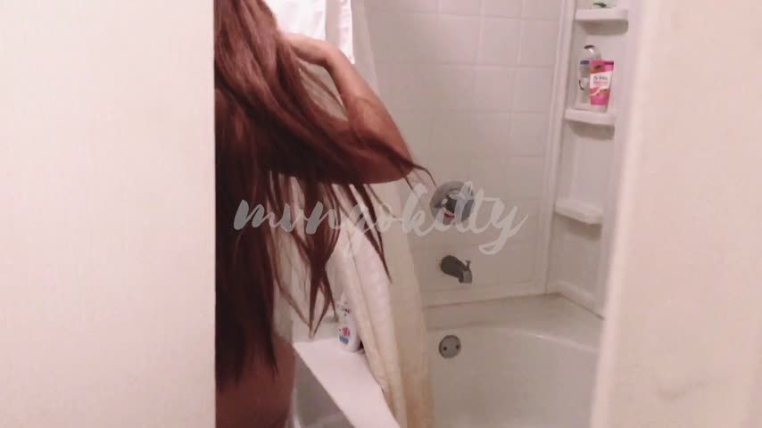 Asian step-sister caught showering then fucks