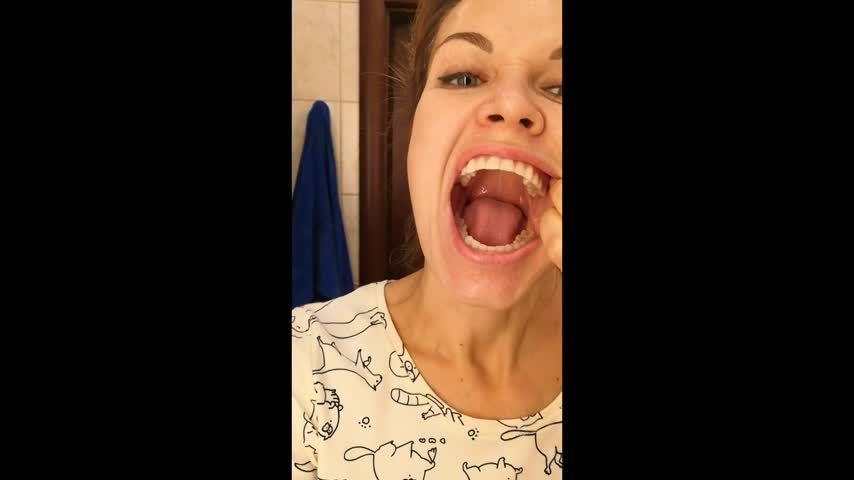 Crazy showing mouth