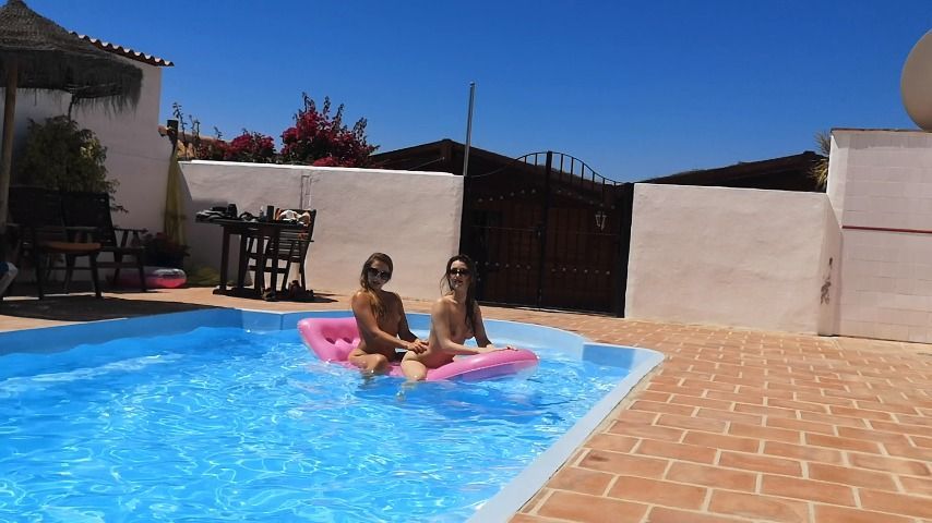 Two Girl Inflatable Pool fun