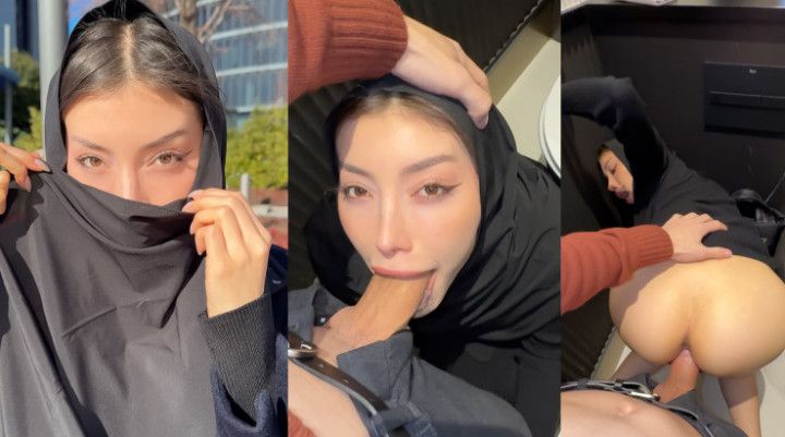 Hijabi Beauty Gets Naughty in a Public Cinema Bathroom