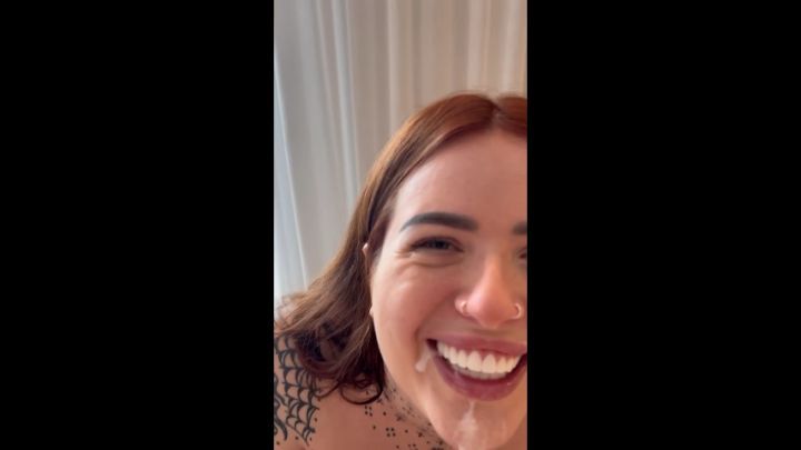 Using my mouth and tits to make him cum