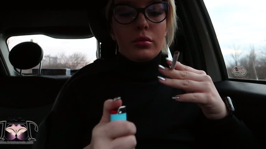 Smoking fetish in car