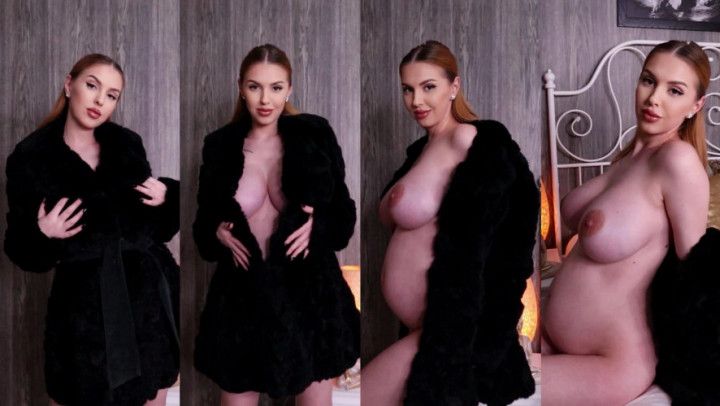 PREGNANT StripTease in Black Natural FUR