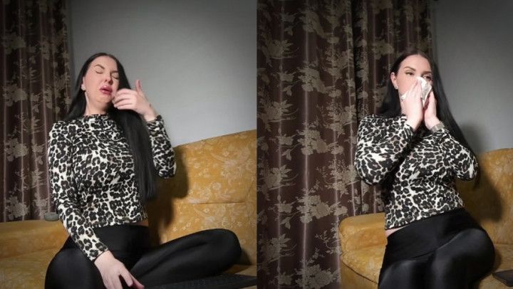 Super Snotty Sneeze Fetish , Tissue Full of Thick Boogers