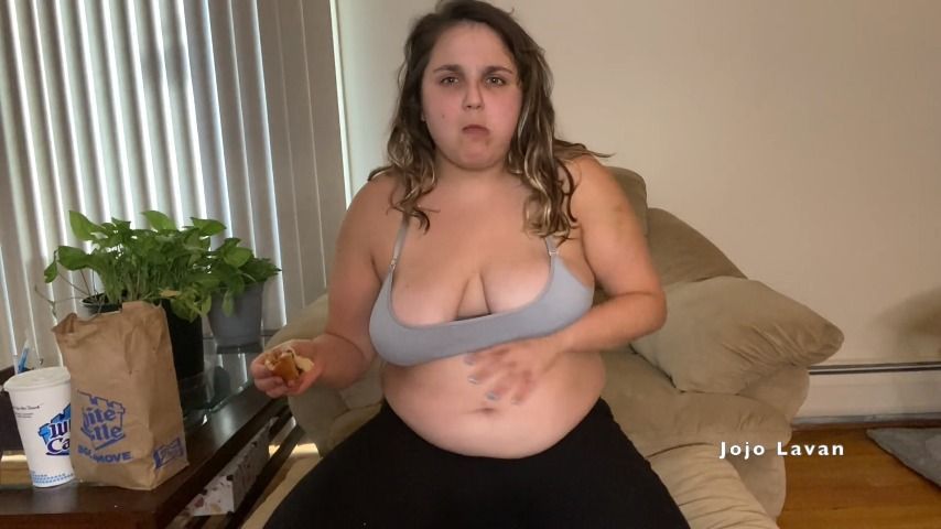 Eating white castle & burping belly out