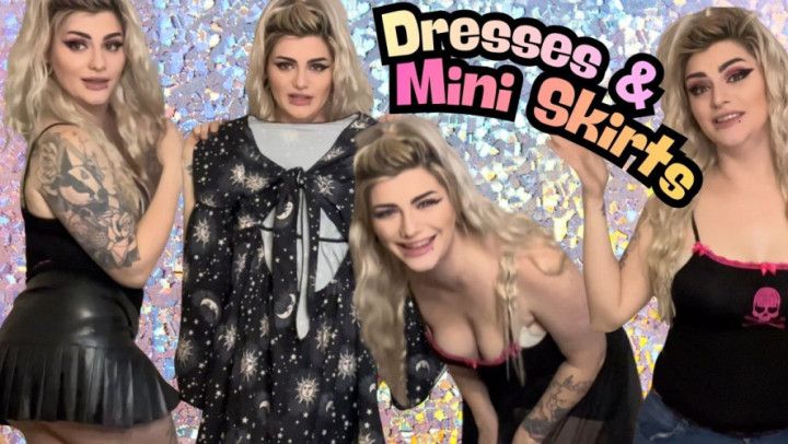 Trying on my favourite dresses and mini skirts full video