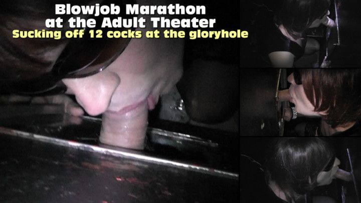 Sucking off many cocks at the gloryhole