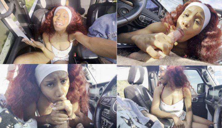 Sneaky Public Car Blowjob with Jenna Foxx