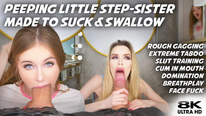 Brat Peeping Lil Step-Sister Gets Facefucked