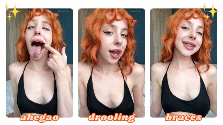 REDHEAD GIRL DROOL, SHOW BRACES AND AHEGAO