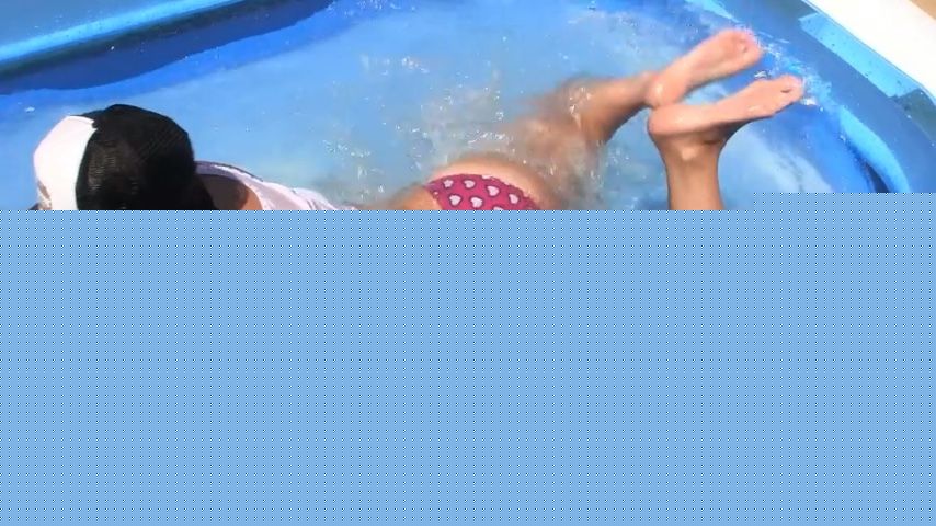 backyard pool topless twerk