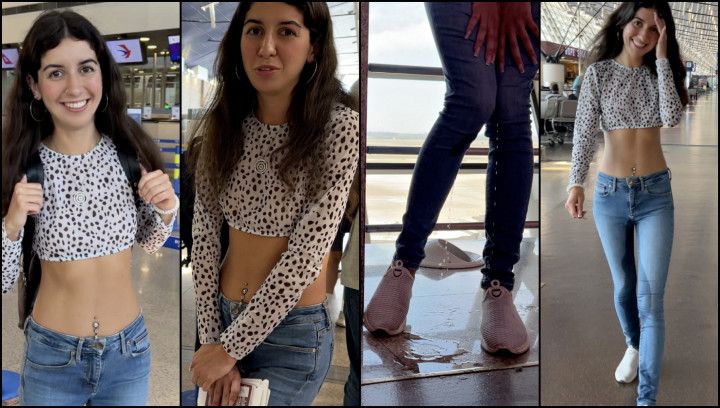 Crazy Wetting Jeans in AIRPORT Public Pee Desperation