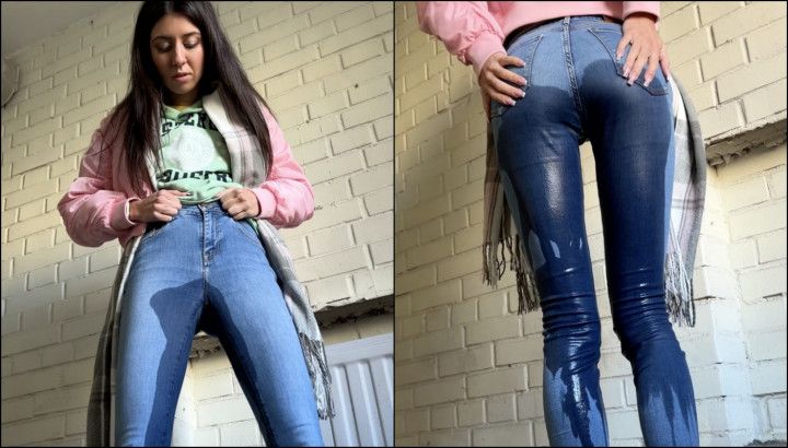 Wetting Jeans at the Entrance Pee Desperation Public
