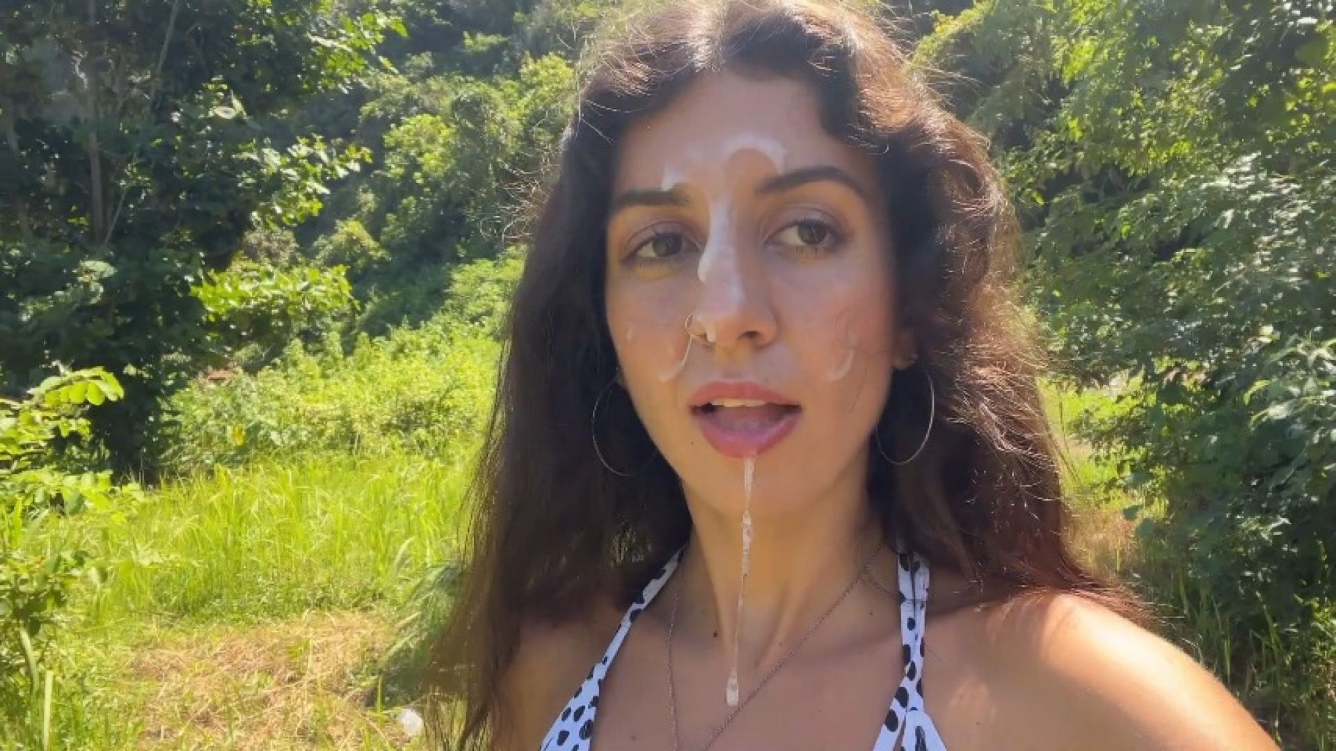 Risky Cumwalk on Public Beach Facial Drooling