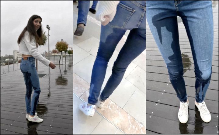 Wetting Jeans in Public Shopping Mall Pee Piss