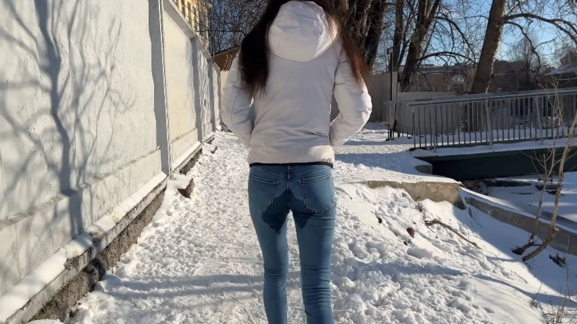 Wetting Jeans on Street in Public Pee Outdoor Desperation