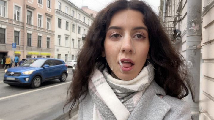 Cum on Face in Public Toilet and CUMWALK on Street