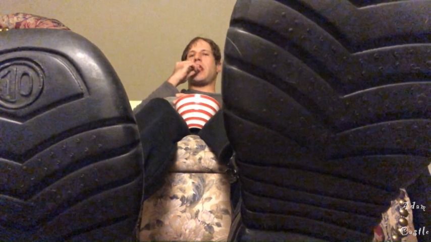 Sissy Boot Licking POV While Eatin Nuts