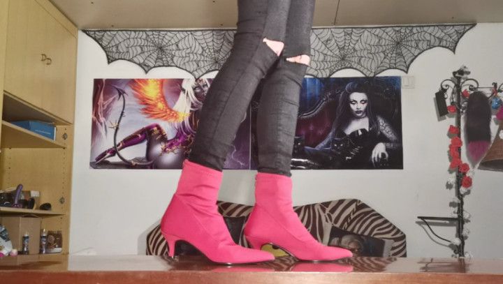 Walking in my red boots