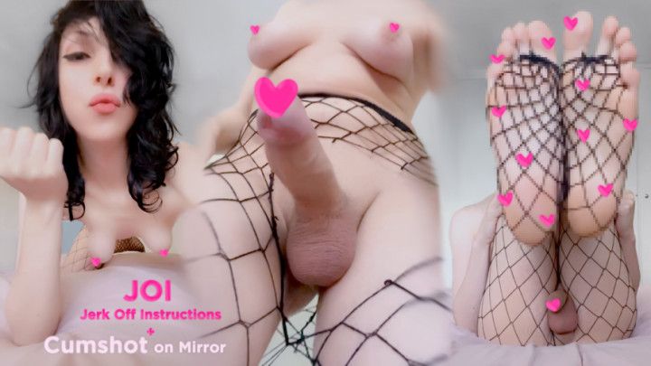 JOI + Cumshot on mirror + Feet tease