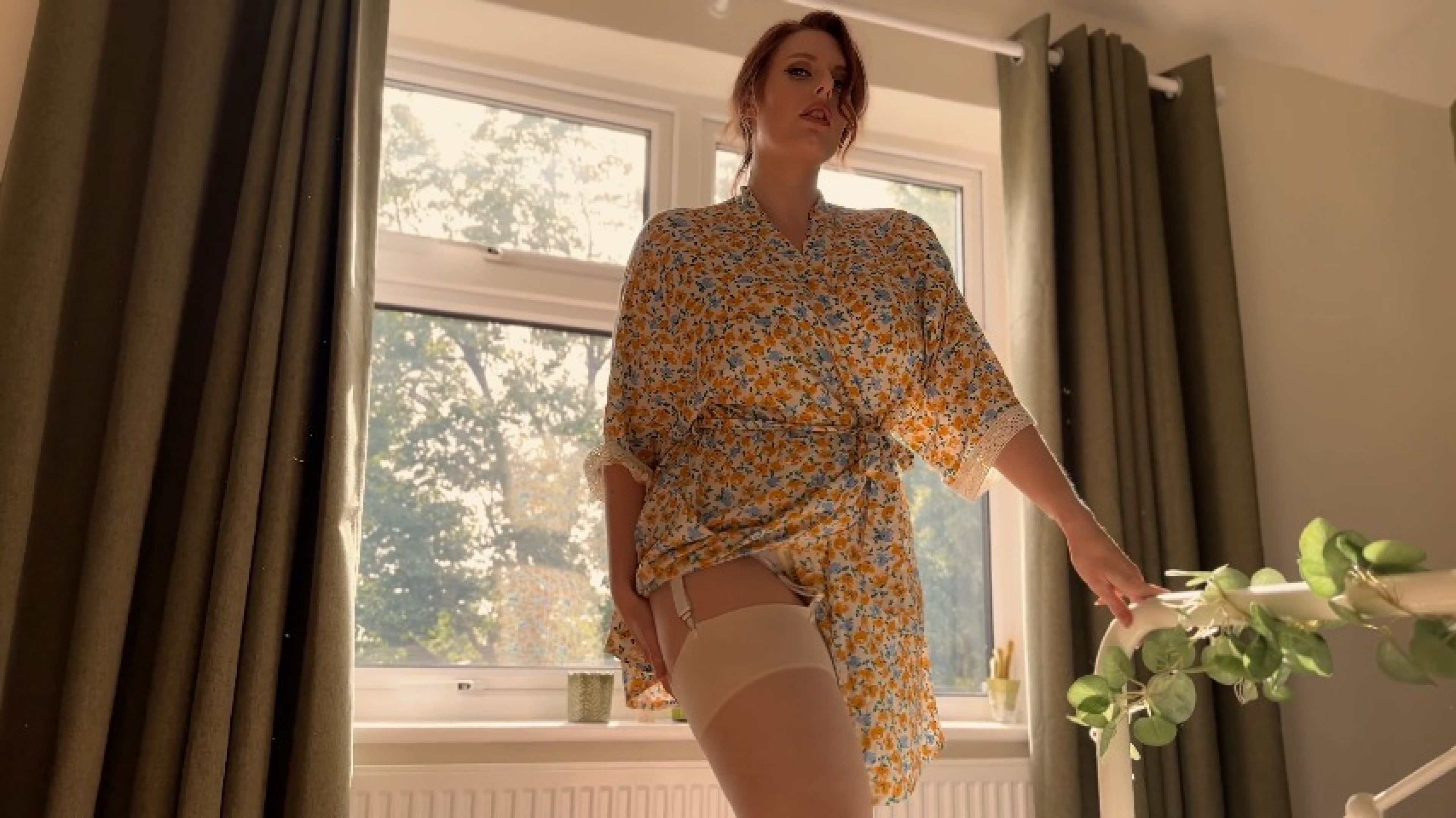 Striptease - Stripping out of WKD Stockings