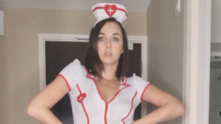 Naughty nurse strips, plays &amp; squirts