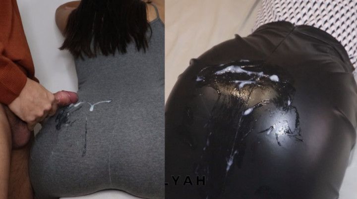 Cum on Clothes Fetish - Long Dress and Leather Skirt