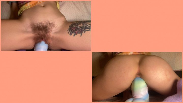 crazy fun with huge dildo