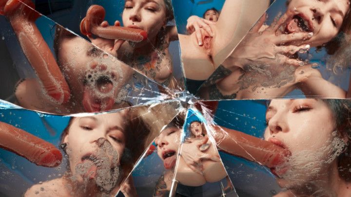 Real sloppy blowjob and glass table riding