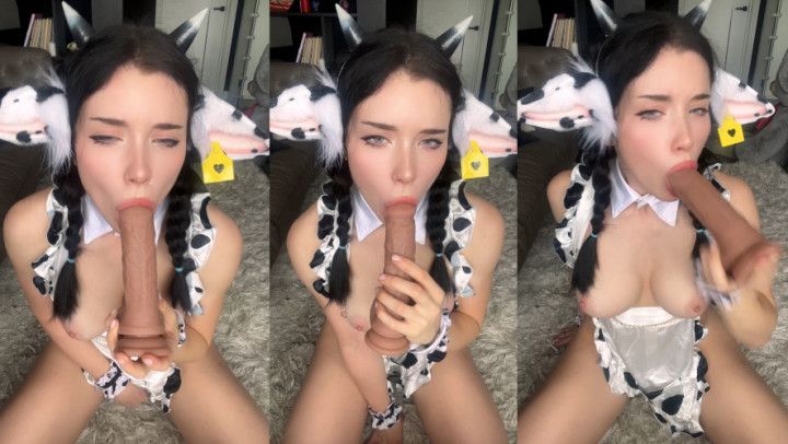 A little cow wants to suck your milk