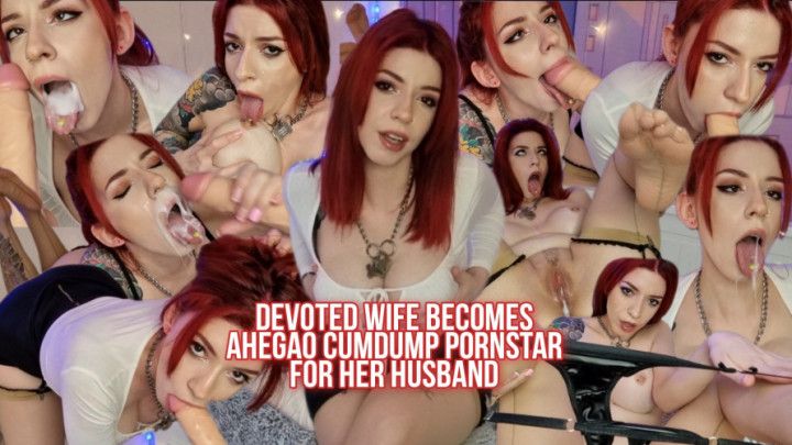 Devoted wife becomes ahegao cumdump pornstar for her husband