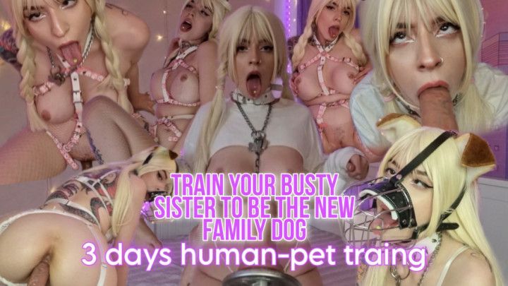Train your busty step-sister to be the new pet