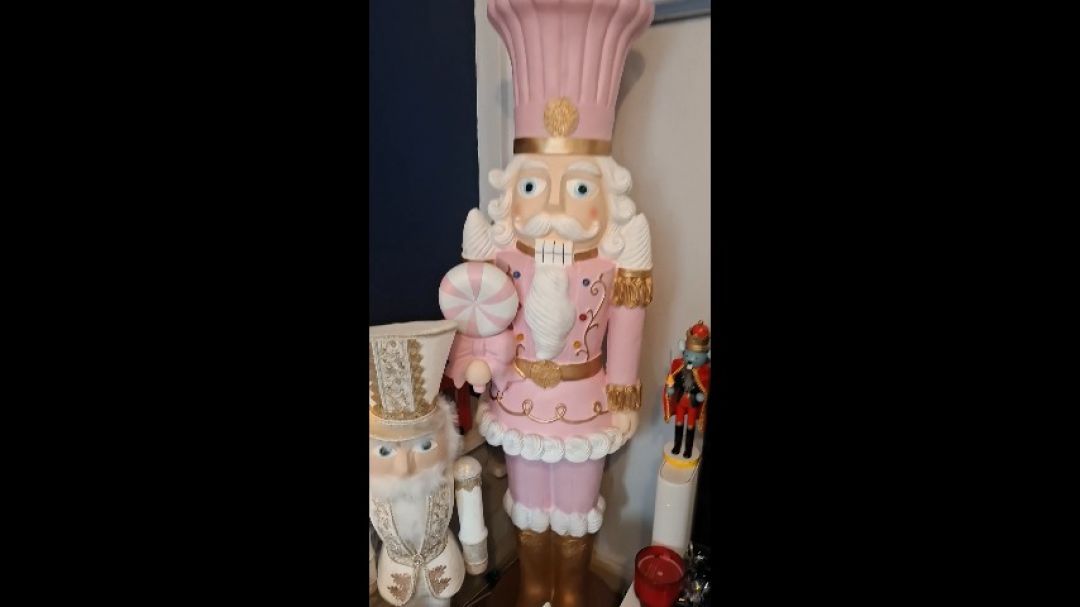 Having a coffee and showing off my Christmas tree