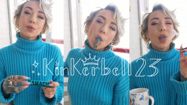 Smoking cigar &amp; enjoying coffee