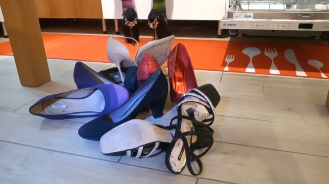 Sexy heels while cooking