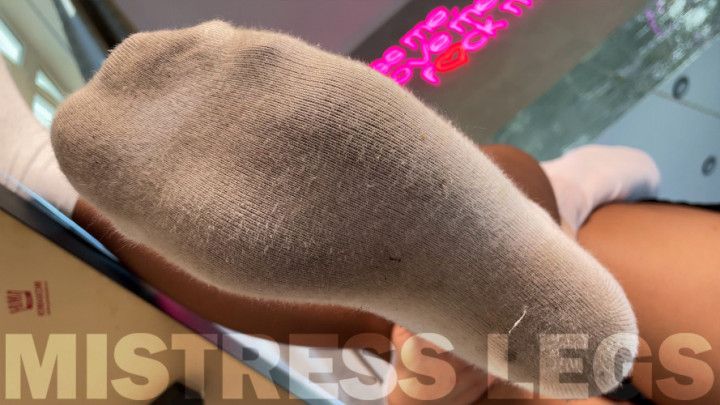 Goddess foot tease in dirty and smelly white socks