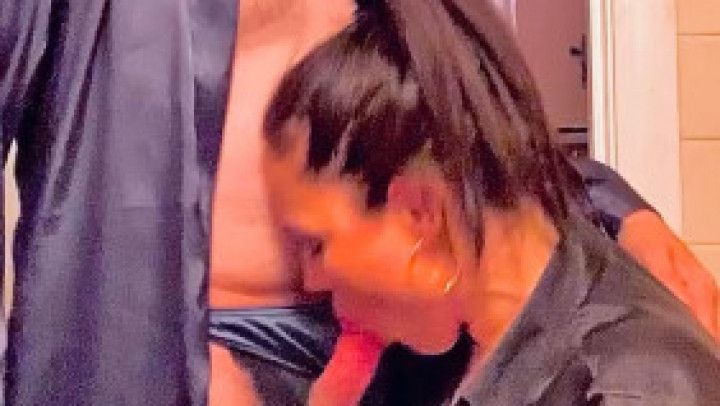 Milf in Satin Blouse gets face fucked