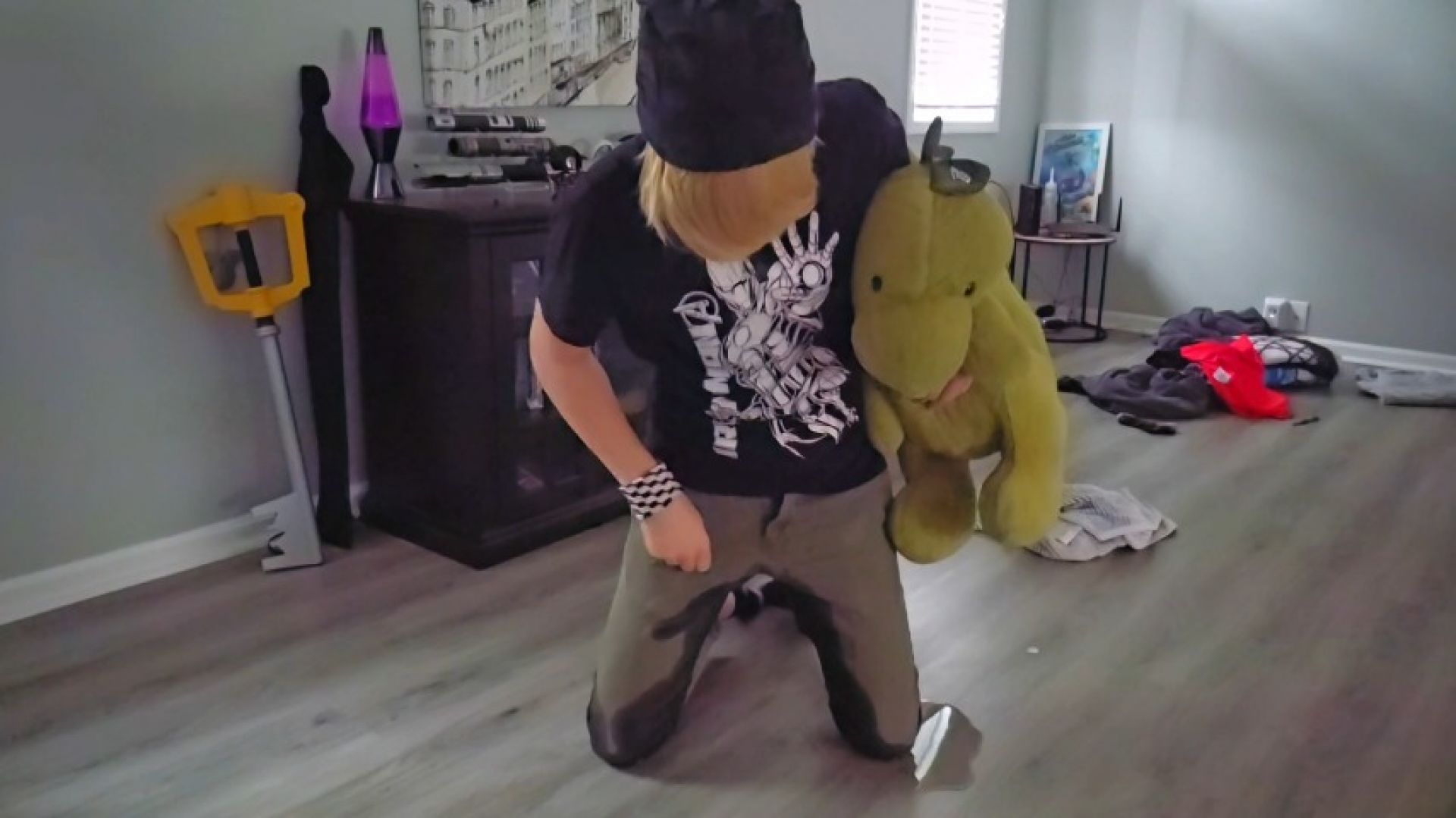 Blonde Twink Wets Pants While Watching TV