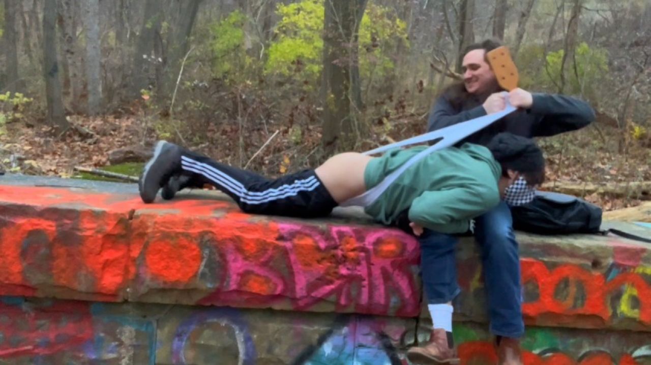 Public Backpack Wedgie & Spanking On Ass