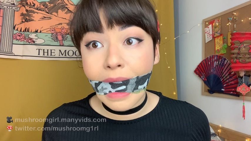 kinda goth asian girl gags herself